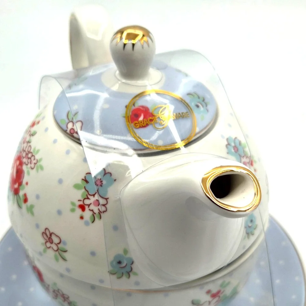 Grace Teaware Tea For One 4 Piece Set Katie Rose Bone China BRAND NEW!